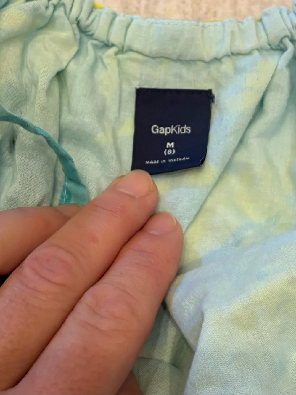 Gap Kids Girls Spaghetti Strap A-Line Blue, Aqua and Yellow Sun Dress Size 8